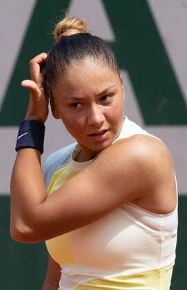 Belgian Sofia Costoulas reacts during the match of Belgian Costoulas against Czech Salkova, in the first round of the girls juniors competition, at the Roland Garros French Open tennis tournament, in Paris, France, Sunday 29 May 2022. This year s tournament takes place from 22 May to 5 June. BENOITxDOPPAGNE  x35603960x