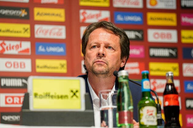 SOCCER - OEFB, press conference, PK, Pressekonferenz BAD TATZMANNSDORF,AUSTRIA,29.MAY.22 - SOCCER - OEFB, Oesterreichischer Fussball-Bund, press conference, presentation of the new head coach. Image shows sporting director Peter Schoettel (OEFB).  GEPAxpictures xJohannesxFriedl