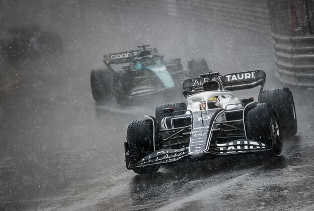MONTE CARLO Pierre Gasly 10 driving the AlphaTauri AT03 and Lance Stroll 18 driving the Aston Martin AMR22 during the formation lap of the F1 Grand Prix of Monaco at Circuit de Monaco on May 29, 2022 in Monte Carlo, Monaco REMKO DE WAAL F1 Grand Prix of Monaco, RACE 2022 xVIxANPxSportx xxANPxIVx 449506668 originalFilename: 449506668.jpg