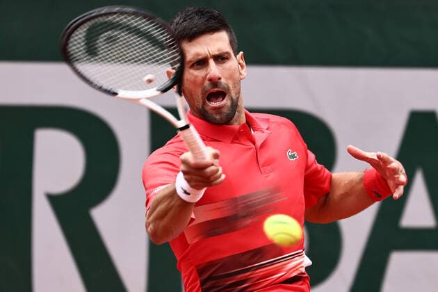 Novak Djokovic, SRB, during fourth round of 2022 French Open at Roland Garros, Paris, 29 05 2022