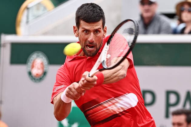 Novak Djokovic, SRB, during fourth round of 2022 French Open at Roland Garros, Paris, 29 05 2022