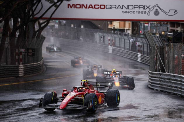 55 SAINZ Carlos (spa), Scuderia Ferrari F1-75, action during the Formula 1 Grand Prix de Monaco 2022, 7th round of the 2022 FIA Formula One World Championship, WM, Weltmeisterschaft on the Circuit de Monaco, from May 27 to 29, 2022 in Monte-Carlo, Monaco - F1 - MONACO GRAND PRIX 2022 - Race DPPI Panoramic  _R5_4263