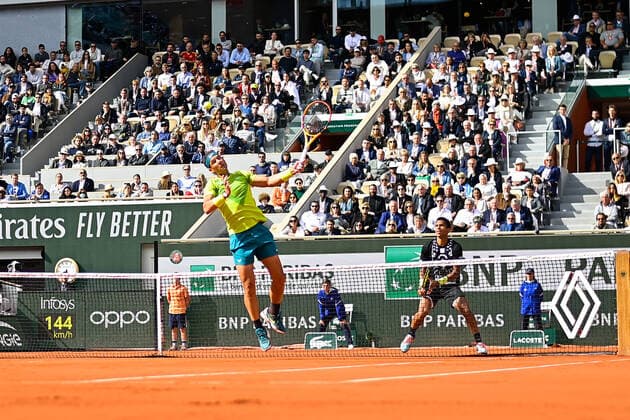 Rafael Nadal ( Espagne ) - Felix Auger Aliassime ( Canada ) - TENNIS : Roland Garros 2022 - Internationaux de France - 29 05 2022 FedericoPestellini Panoramic 