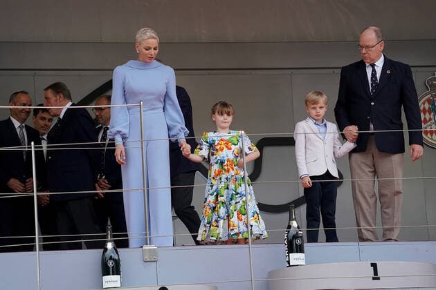 29 05 2022, Monaco Circuit, Monte Carlo, FORMULA 1 GRAND PRIX DE MONACO 2022 , in picture Charlene Lynette Grimaldi, Princess of Monaco, daughter Gabriella of Monaco, son Jacques of Monaco, Albert II Prince of Monaco Photo EU Images Monte Carlo Monaco Circuit Monaco  eu-images-506