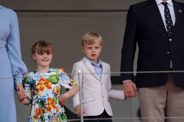 29 05 2022, Monaco Circuit, Monte Carlo, FORMULA 1 GRAND PRIX DE MONACO 2022 , in picture Charlene Lynette Grimaldi, Princess of Monaco, daughter Gabriella of Monaco, son Jacques of Monaco, Albert II Prince of Monaco Photo EU Images Monte Carlo Monaco Circuit Monaco  eu-images-506