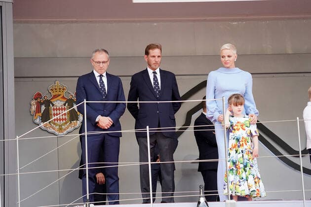 29 05 2022, Monaco Circuit, Monte Carlo, FORMULA 1 GRAND PRIX DE MONACO 2022 , in picture Stefano Domenicali, Stefano Casiraghi, Charlene Lynette Grimaldi, Princess of Monaco Photo EU Images Monte Carlo Monaco Circuit Monaco  eu-images-506