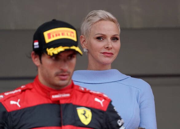 29 05 2022, Monaco Circuit, Monte Carlo, FORMULA 1 GRAND PRIX DE MONACO 2022 , in picture Charlene Lynette Grimaldi, Princess of Monaco, Carlos Sainz Jr ESP , Scuderia Ferrari Photo EU Images Monte Carlo Monaco Circuit Monaco  eu-images-506