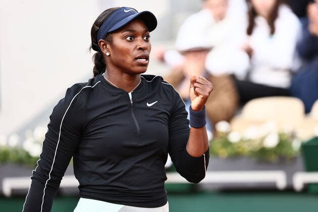 Sloane Stephens, USA, during fourth round of 2022 French Open at Roland Garros, Paris, 29 05 2022