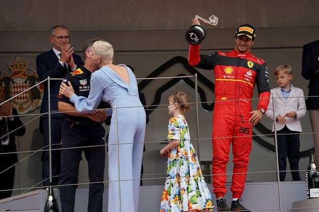 FORMULA 1 GRAND PRIX DE MONACO 2022 29 05 2022, Monaco Circuit, Monte Carlo, FORMULA 1 GRAND PRIX DE MONACO 2022 , in picture Team Principal Christian Horner, Charlene Lynette Grimaldi, Princess of Monaco, daughter Gabriella of Monaco, Carlos Sainz Jr ESP , Scuderia Ferrari nordphotoxGmbHx xBratic nph00250