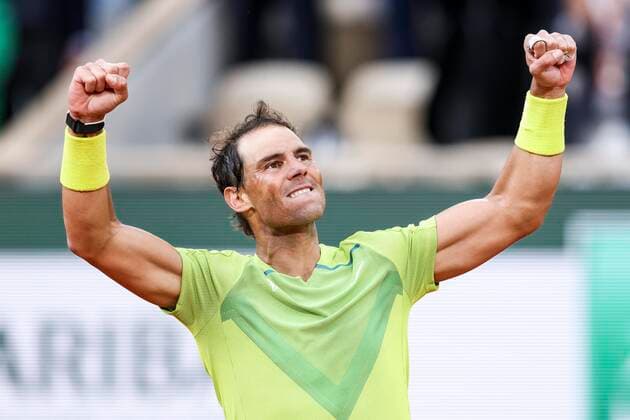 TENNIS - French Open 2022 PARIS,FRANCE,29.MAY.22 - TENNIS - ATP, Tennis Herren World Tour, French Open, Roland Garros, Grand Slam. Image shows the rejoicing of Rafael Nadal (ESP).  GEPAxpictures xPatrickxSteiner