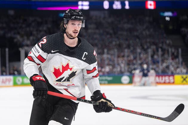 220529 Thomas Chabot of Canada during the 2022 IIHF Ice Hockey World Championship gold medal game between Finland and Canada on May 29, 2022 in Tampere Photo Maxim ThorÃ BILDBYRAN kod MT MT0408 ishockey ice hockey ishockey vm iihf ice hockey world championship finland kanada canada bbeng,  Copyright: MAXIMxTHORE BB220529MT112