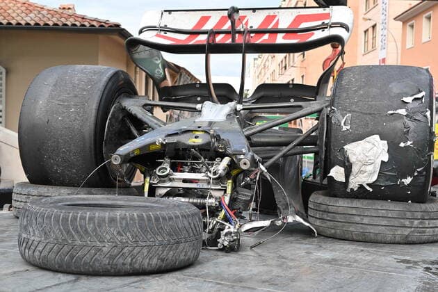 crash, accident, 47 SCHUMACHER Mick (ger), Haas F1 Team VF-22 Ferrari, action during the Formula 1 Grand Prix de Monaco 2022, 7th round of the 2022 FIA Formula One World Championship, WM, Weltmeisterschaft on the Circuit de Monaco, from May 27 to 29, 2022 in Monte-Carlo, Monaco - F1 - MONACO GRAND PRIX 2022 - Race DPPI Panoramic 00122019_29-05-2022-MCO-4095-PVE