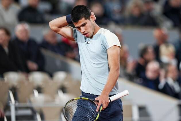 TENNIS - French Open 2022 PARIS,FRANCE,29.MAY.22 - TENNIS - ATP, Tennis Herren World Tour, French Open, Roland Garros, Grand Slam. Image shows Carlos Alcaraz (ESP).  GEPAxpictures xPatrickxSteiner