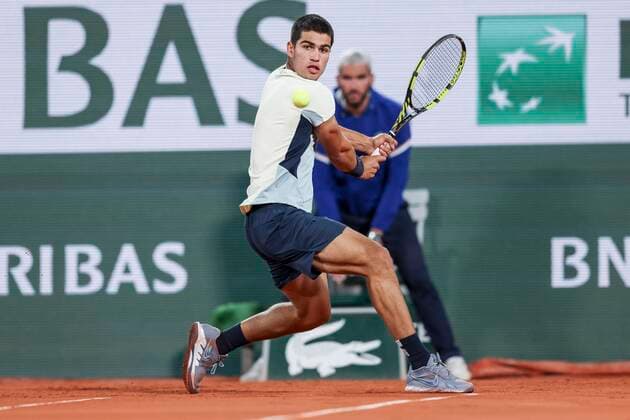 TENNIS - French Open 2022 PARIS,FRANCE,29.MAY.22 - TENNIS - ATP, Tennis Herren World Tour, French Open, Roland Garros, Grand Slam. Image shows Carlos Alcaraz (ESP).  GEPAxpictures xPatrickxSteiner