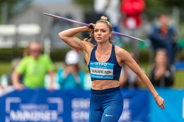Sport Themen der Woche KW22 Sport Bilder des Tages Hypomeeting 2022 (29.05.2022) Chari Hawkins (USA) during the javelin throw of the heptathlon at the Hypomeeting 2022 in Goetzis, on Sunday, May 29, 2022 *** Hypomeeting 2022 29 05 2022 Chari Hawkins USA during the javelin throw of the heptathlon at the Hypomeeting 2022 in Goetzis, on Sunday, May 29, 2022 Copyright: xBEAUTIFULxSPORTS OlafxRellischx