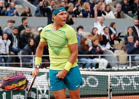 French Open 2022, Rafael Nadal ESP cheers after winning a point, emotion, joy Copyright: xJuergenxHasenkopfx