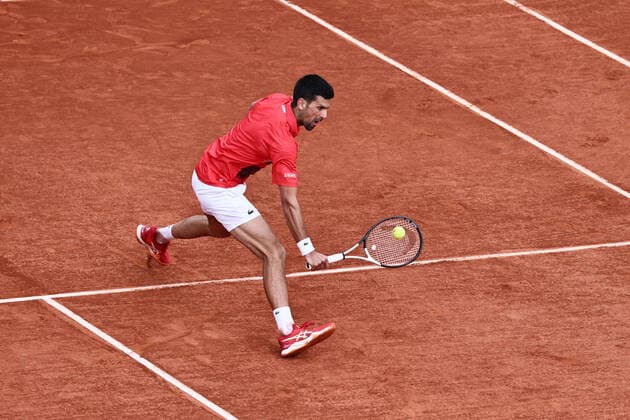 Novak Djokovic, SRB, during fourth round of 2022 French Open at Roland Garros, Paris, 29 05 2022