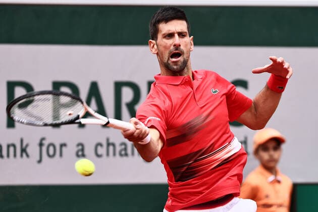 Novak Djokovic, SRB, during fourth round of 2022 French Open at Roland Garros, Paris, 29 05 2022