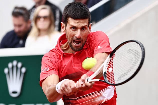 Novak Djokovic, SRB, during fourth round of 2022 French Open at Roland Garros, Paris, 29 05 2022