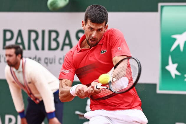 Novak Djokovic, SRB, during fourth round of 2022 French Open at Roland Garros, Paris, 29 05 2022