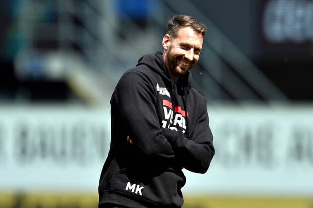 14 05 2022 pmk NF118967 football men 3 league season 2021 2022 Benteler Arena Paderborn Corona matchday SC Verl MSV Duisburg last matchday Mitch KNIAT coach Verl