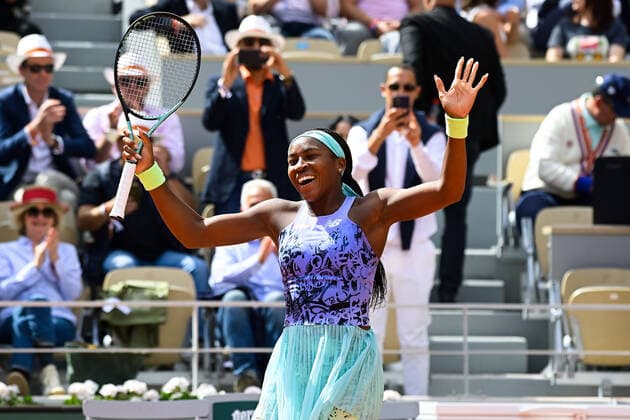 Sport Bilder des Tages Attitude - Joie de Coco Gauff ( USA ) TENNIS : Roland Garros 2022 - Internationaux de France - 31 05 2022 FedericoPestellini Panoramic 