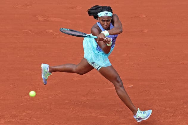 31st May 2022; Roland Garros, Paris, France: French Open Tennis tournament: Coco Gauff (USA) plays a backhand during her match with Sloane Stephens (USA)  ActionPlus12395353 JonxBromley