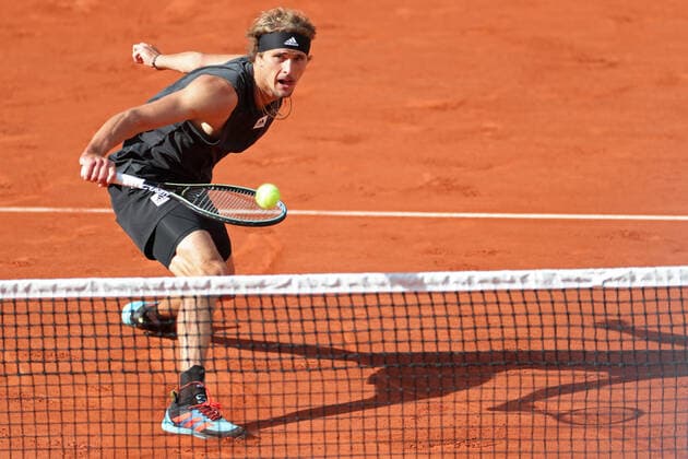31st May 2022; Roland Garros, Paris, France: French Open Tennis tournament: Alexander Zverev (GER) at the net during his game with Carlos Alcaraz (ESP)  ActionPlus12395382 JonxBromley