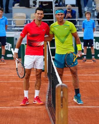 Mandatory Credit: Photo by Javier Garcia Shutterstock (12960001bn) Rafael Nadal and Novak Djokovic pose for a photo before their quarter final French Open Tennis, Day 10, Roland Garros, Paris, France - 31 May 2022 French Open Tennis, Day 10, Roland Garros, Paris, France - 31 May 2022  Copyright: xJavierxGarcia Shutterstockx 12960001bn