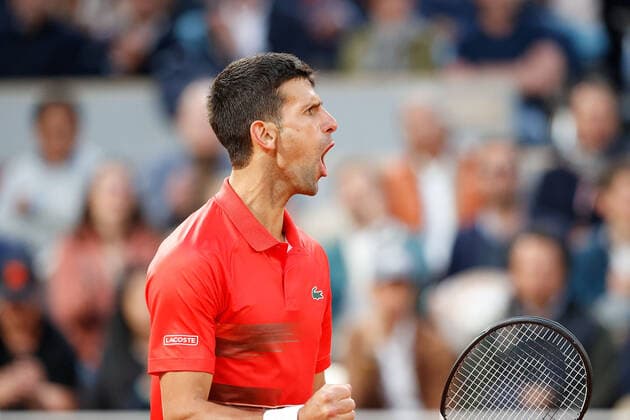 31 05 2022, tennis, French Open 2022 Roland Garros, FRA, Paris, Roland Garros picture v l Novak Djokovic SER cheers Copyright: HMBxMedia AntonioxBorga
