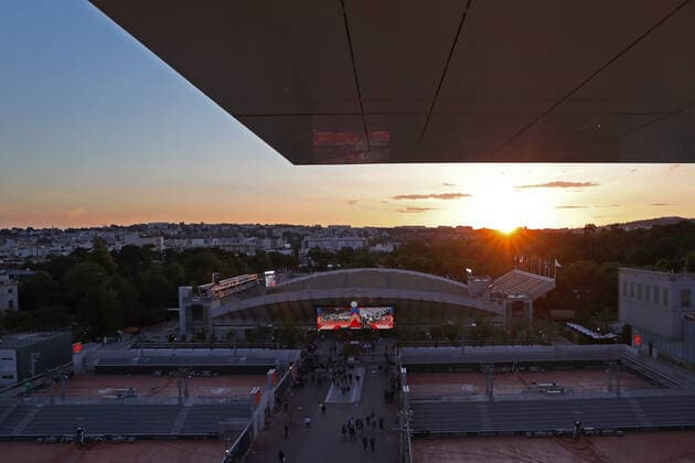31st May 2022; Roland Garros, Paris, France: French Open Tennis tournament: mens quarter-final; Sunset over Court Suzanne Lenglen  ActionPlus12395420 JonxBromley