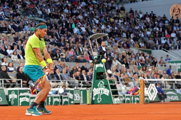 31st May 2022; Roland Garros, Paris, France: French Open Tennis tournament: mens quarter-final; Rafael Nadal (ESP) during his match against Novak Djokovic (SRB)  ActionPlus12395422 JonxBromley
