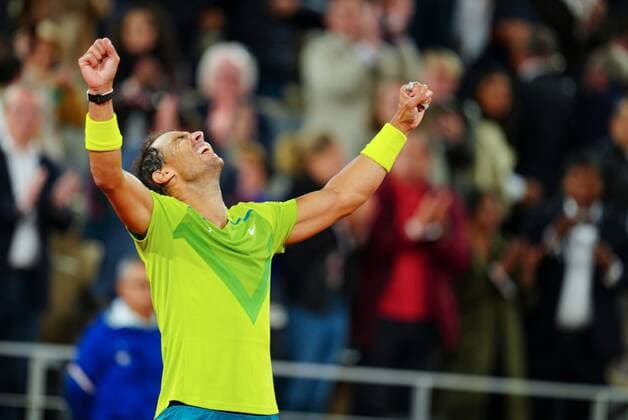 Mandatory Credit: Photo by Javier Garcia Shutterstock (12960001cl) Rafael Nadal celebrates his win over Novak Djokovic French Open Tennis, Day 10, Roland Garros, Paris, France - 31 May 2022 French Open Tennis, Day 10, Roland Garros, Paris, France - 31 May 2022  Copyright: xJavierxGarcia Shutterstockx 12960001cl