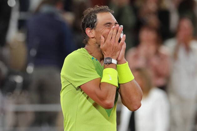 31st May 2022; Roland Garros, Paris, France: French Open Tennis tournament: mens quarter-final; Rafael Nadal (ESP) celebrates his win against Novak Djokovic (SRB) in a 4 set tie-breaker  ActionPlus12395448 JonxBromley