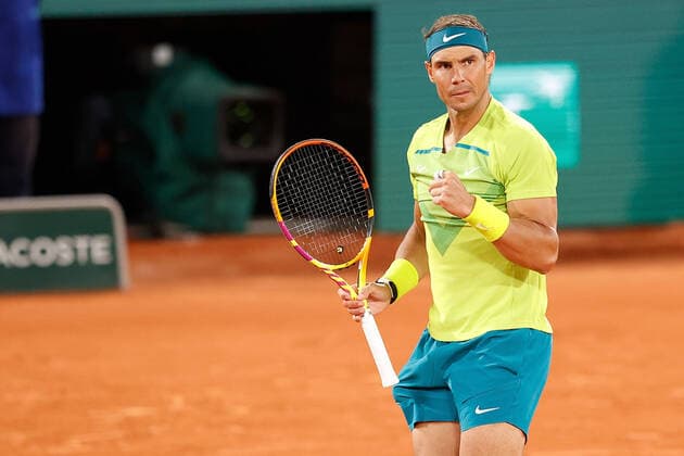 31 05 2022, tennis, French Open 2022 Roland Garros, FRA, Paris, Roland Garros picture v l Rafael Nadal ESP winning fist, cheering Copyright: HMBxMedia AntonioxBorga
