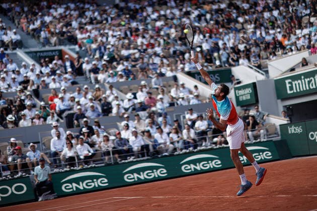 Marin CILIC (CRO) contre Andrey RUBLEV (RUS) TENNIS : Roland Garros 2022 - 1 4e de finale - 01 06 2022 AurelienMorissard Panoramic 
