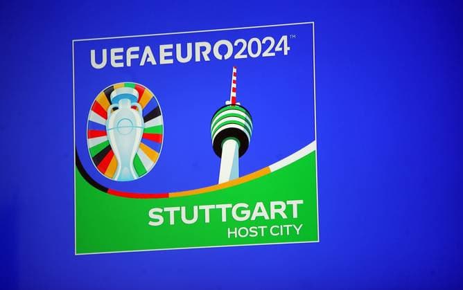 01 06 22 football UEFA EM Euro 2024 kick off event Stuttgart Germany, Stuttgart, 01 06 2022, football, UEFA EM Euro 2024 kick off event Stuttgart Stuttgart host city logo icon feature