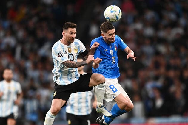 Mg Londra (Inghilterra) 01 06 2022 - Finalissima 2022 Italia-Argentina foto Matteo Gribaudi Image nella foto: Lionel Messi-Jorginho 