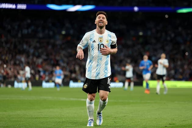 1st June 2022; Wembley Stadium, London, England : CONBEMOL-UEFA CHAMPIONS CUP - FINALISSIMA, Italy versus Argentina: Lionel Messi of Argentina  ActionPlus12395897 ShaunxBrooks
