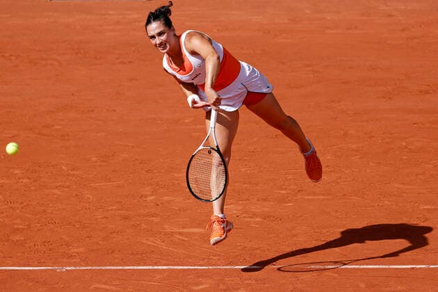 2nd June 2022; Roland Garros, Paris, France: French Open Tennis tournament: Martina Trevisan (ITA) serves to Coco Gauff (USA)  ActionPlus12396055 JonxBromley