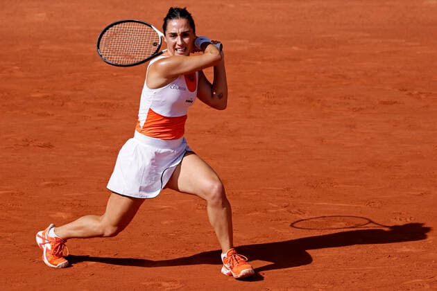2nd June 2022; Roland Garros, Paris, France: French Open Tennis tournament: Martina Trevisan (ITA) plays a forehand passing shot to Coco Gauff (USA)  ActionPlus12396059 JonxBromley