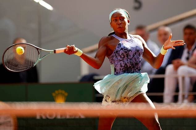 Mandatory Credit: Photo by Ella Ling Shutterstock (12959949x) Coco Gauff of USA in action French Open Tennis, Day 12, Roland Garros, Paris, France - 02 Jun 2022 French Open Tennis, Day 12, Roland Garros, Paris, France - 02 Jun 2022  Copyright: xEllaxLing Shutterstockx 12959949x