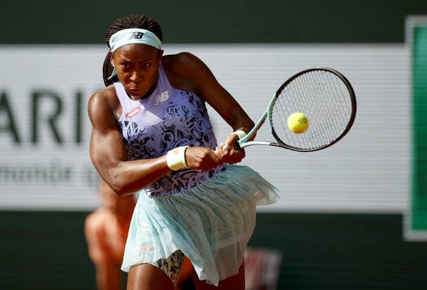 Mandatory Credit: Photo by Ella Ling Shutterstock (12959949ar) Coco Gauff of USA in action French Open Tennis, Day 12, Roland Garros, Paris, France - 02 Jun 2022 French Open Tennis, Day 12, Roland Garros, Paris, France - 02 Jun 2022  Copyright: xEllaxLing Shutterstockx 12959949ar