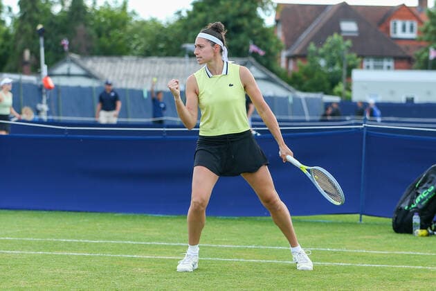 2nd June 2022; Surbiton Racket &amp; Fitness Club, Surbiton, London, England: Surbiton Trophy Tennis tournament: Rosalie Van der Hoek (NED) with her partner Ingrid Neel (USA) celebrates after winning a point during the tie-break for the match against Ingrid Gamarra Martins (BRA) and Emily Webley-Smith (GBR).  ActionPlus12396087 KatiexChan