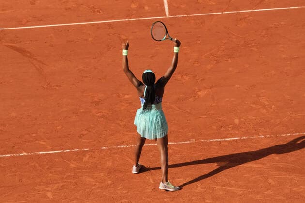 June 2, 2022, Paris, France: COCO GAUFF of United States return the ball to M. TREVISAN of Spain during the semi final of the French Open 2022, Grand Slam tennis womenÃ¢â‚¬â ¢s tournament at the Roland Garros Stadium - Paris France..Coco Gauff won : 6:3 6:1 qualify for the tournament final PARIS France - ZUMAp119 20220602_zaf_p119_046 Copyright: xPierrexSteveninx
