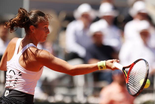 (220603) -- PARIS, June 3, 2022 -- Daria Kasatkina returns a shot during the women s singles semifinal between Iga Swiatek of Poland and Daria Kasatkina of Russia at the French Open tennis tournament at Roland Garros in Paris, France, June 2, 2022. ) (SP)FRANCE-PARIS-TENNIS-ROLAND GARROS-FRENCH OPEN-WOMEN S SINGLES SEMIFINAL GaoxJing 