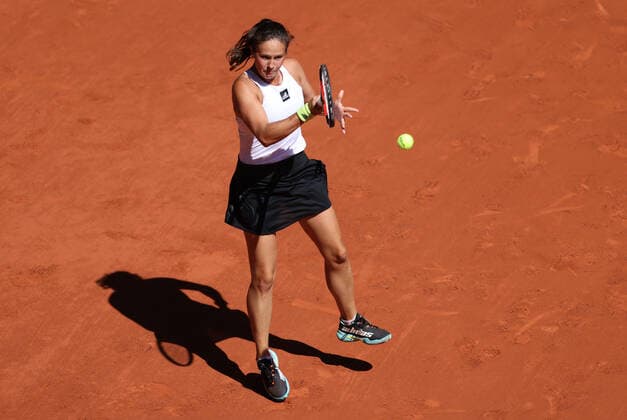 (220603) -- PARIS, June 3, 2022 -- Daria Kasatkina returns a shot during the women s singles semifinal between Iga Swiatek of Poland and Daria Kasatkina of Russia at the French Open tennis tournament at Roland Garros in Paris, France, June 2, 2022. ) (SP)FRANCE-PARIS-TENNIS-ROLAND GARROS-FRENCH OPEN-WOMEN S SINGLES SEMIFINAL GaoxJing 