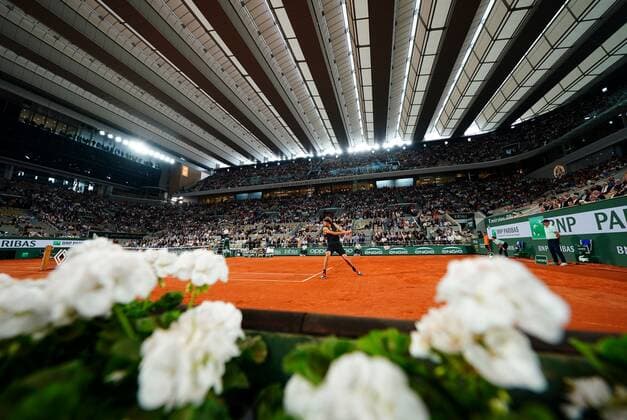 Mandatory Credit: Photo by Javier Garcia Shutterstock (12960013p) Alexander Zverev returns under the closed roof of the Philippe Chatrier Court French Open Tennis, Day 13, Roland Garros, Paris, France - 03 Jun 2022 French Open Tennis, Day 13, Roland Garros, Paris, France - 03 Jun 2022  Copyright: xJavierxGarcia Shutterstockx 12960013p