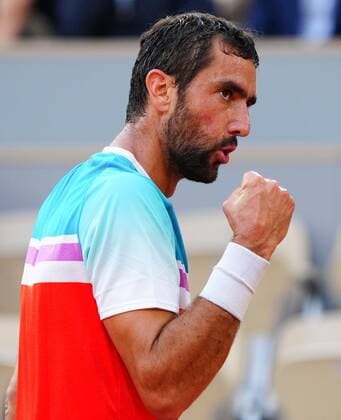 Mandatory Credit: Photo by Javier Garcia Shutterstock (12960013bd) Marin Cilic celebrates as he takes the first set 6-3 French Open Tennis, Day 13, Roland Garros, Paris, France - 03 Jun 2022 French Open Tennis, Day 13, Roland Garros, Paris, France - 03 Jun 2022  Copyright: xJavierxGarcia Shutterstockx 12960013bd