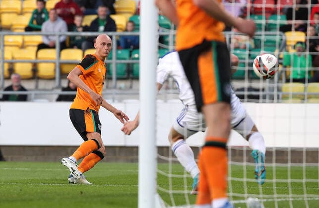UEFA Under 21 European Championship, EM, Europameisterschaft Qualifier, Tallaght Stadium, Dublin 3 6 2022 Republic of Ireland vs Bosnia & Herzegovina Ireland s William Smallbone scores his sides third goal William Smallbone scores his sides third goal 3 6 2022  Copyright: x INPHO BryanxKeanex INP10379
